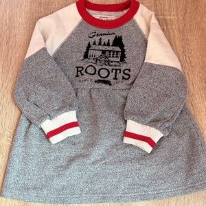 Roots Kids Gray and White Sweatshirt with Red Accents
